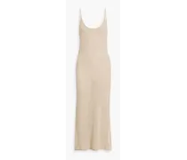 Linen midi slip dress - Neutral