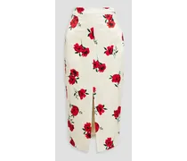 Aerin floral-print satin-crepe midi skirt - White