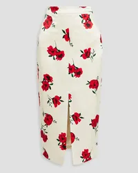 NICHOLAS Aerin floral-print satin-crepe midi skirt - White White