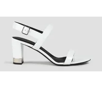 Arya 70 crinkled patent-leather sandals - White
