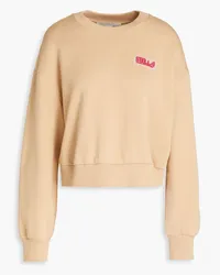 Stella McCartney Logo-appliquéd cotton-blend fleece sweatshirt - Neutral Neutral