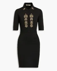 Roberto Cavalli Embellished metallic ribbed-knit mini dress - Black Black