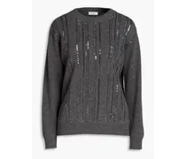 Embellished wool, cashmere and silk-blend sweater - Gray
