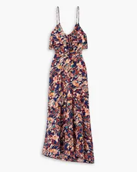 A.L.C. Penelope ruffled floral-print silk-blend crepe de chine midi dress - Blue Blue