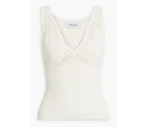 Sia crochet-trimmed ribbed cotton-blend top - White