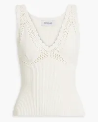 Derek Lam Sia crochet-trimmed ribbed cotton-blend top - White White