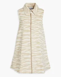 Ganni Zebra-print denim mini dress - Neutral Neutral