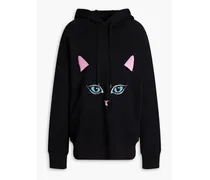 Embellished French cotton-blend terry hoodie - Black