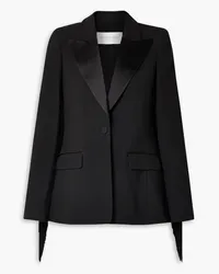 Michael Kors Satin-trimmed fringed crepe blazer - Black Black