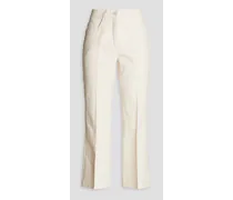 Cropped cotton-piqué bootcut pants - White