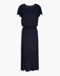 Emporio Armani Pleated cupro-blend midi dress - Blue Blue