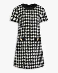 Moschino Button-embellished houndstooth wool-blend tweed mini dress - Black Black