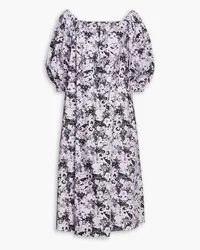 ROTATE Birger Christensen Una printed organic cotton-poplin midi dress - Purple Purple