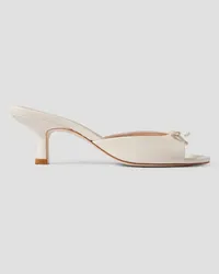 Porte & Paire Bow-detailed leather mules - White White