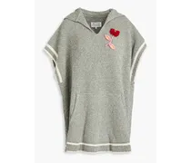 Appliquéd ribbed-knit hooded vest - Gray