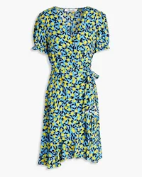 Diane von Furstenberg Emilia printed crepe mini wrap dress - Blue Blue