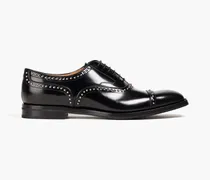 Anna studded glossed-leather brogues - Black