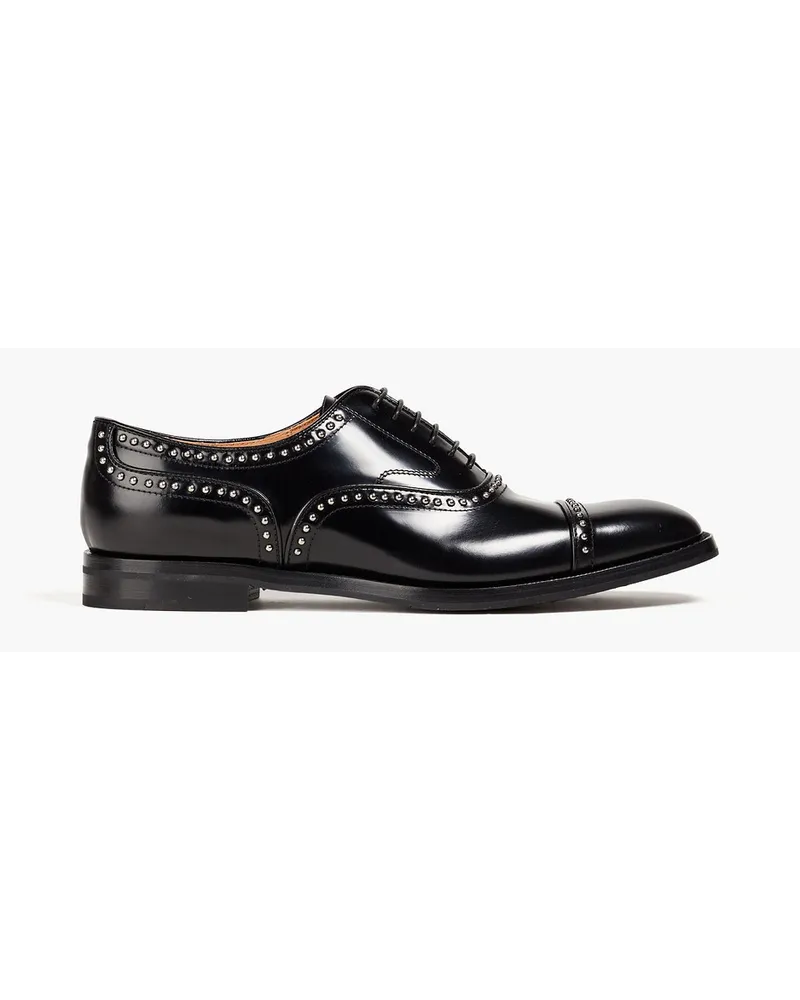 Church's Anna studded glossed-leather brogues - Black Black