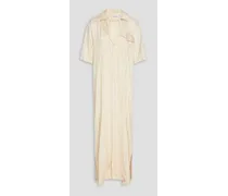 Nadine Kymba striped silk maxi shirt dress - White