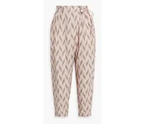 Wilmont cropped printed cotton tapered pants - Neutral