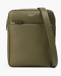 Serapian North South pebbled-leather messenger bag - Green - OneSize Green