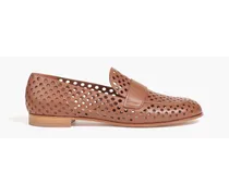 Thierry laser-cut leather loafers - Brown