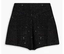 Sequin-embellished tweed shorts - Black