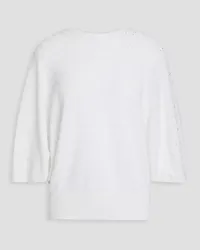 Emporio Armani Crystal-embellished cotton sweater - White White