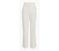 Cotton-blend twill straight-leg pants - White