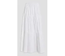 The Addison tiered plissé cotton-poplin maxi skirt - White
