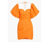 Carmelita wrap-effect moire mini dress - Orange