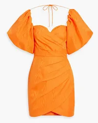 Rebecca Vallance Carmelita wrap-effect moire mini dress - Orange Orange