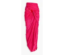 Twisted space-dyed crochet-knit maxi skirt - Pink
