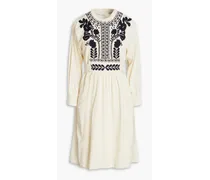 Embroidered cotton-gauze dress - Neutral