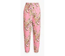 Printed French cotton-terry track pants - Pink