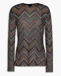 Missoni Sequin-embellished metallic crochet-knit top - Orange Orange