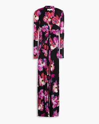 Diane von Furstenberg Kassia floral-print stretch-mesh maxi dress - Pink Pink