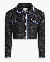 Sandro Cropped metallic cotton-blend tweed jacket - Black Black