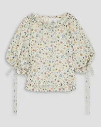 HORROR VACUI Imani gathered floral-print cotton blouse - White White