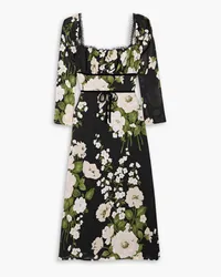 Reformation Pennie lace-trimmed floral-print georgette midi dress - Black Black