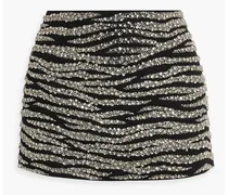 Tina embellished zebra-print crepe mini skirt - Black