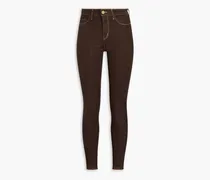 Marguerite coated high-rise skinny jeans - Brown