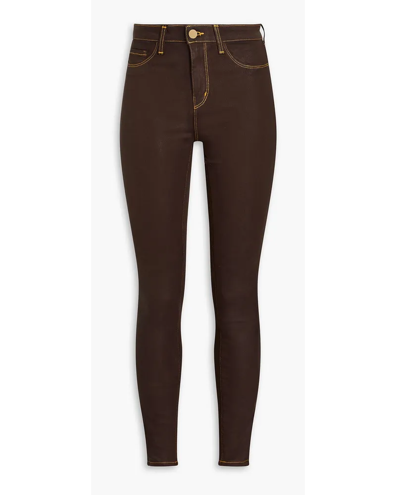 L'Agence Marguerite coated high-rise skinny jeans - Brown Brown