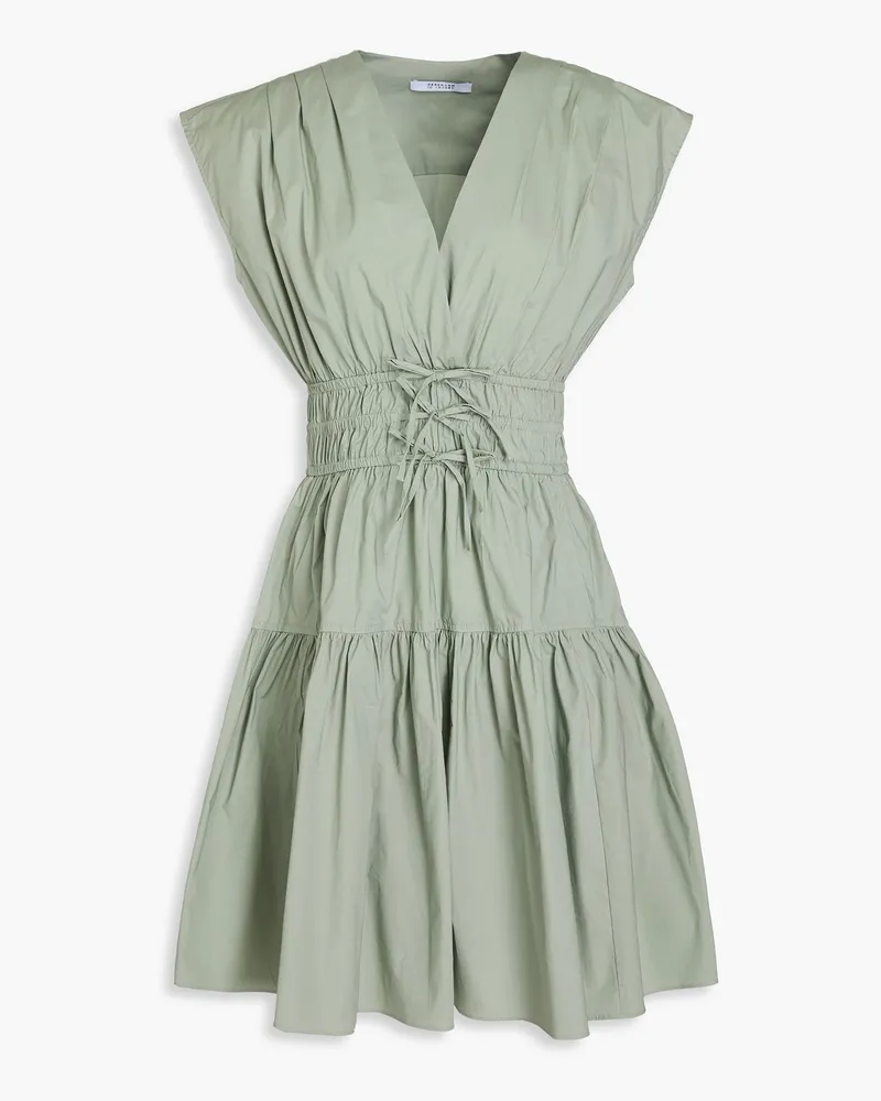 Derek Lam Tora tiered stretch-cotton poplin mini dress - Green Green