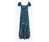 Alice Olivia - Floral-print broderie anglaise cotton maxi dress - Blue