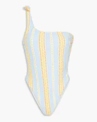 lemlem Jemari one-shoulder cutout stretch-jacquard swimsuit - Blue Blue