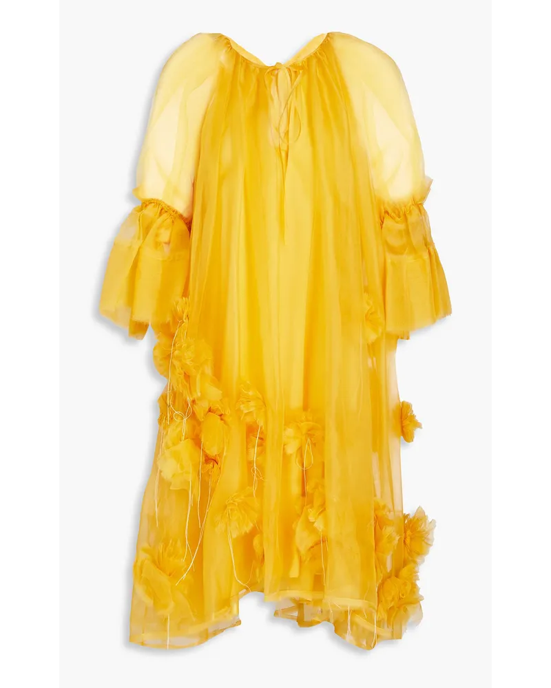 Roksanda Ilincic Tesera frayed silk-organza dress - Yellow Yellow