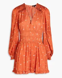 Maje Embroidered satin-crepe playsuit - Orange Orange