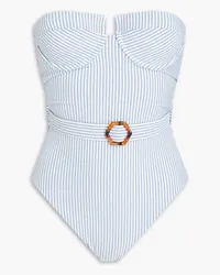 Zimmermann Striped twill bandeau swimsuit - Blue Blue