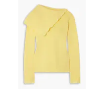 Frayed ribbed-knit sweater - Yellow